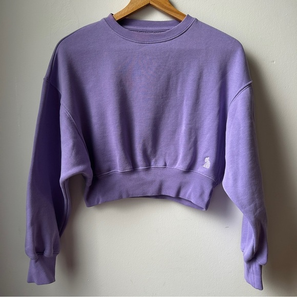 Kuwalla Tee  cropped cinched‎ waist lavender crew neck sweatshirt - Picture 9 of 9